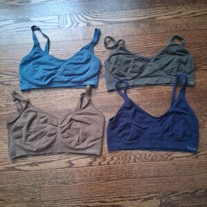 Lot Of 4 Boody Women's Seamless Bralettes - Blue, Green, Brown
